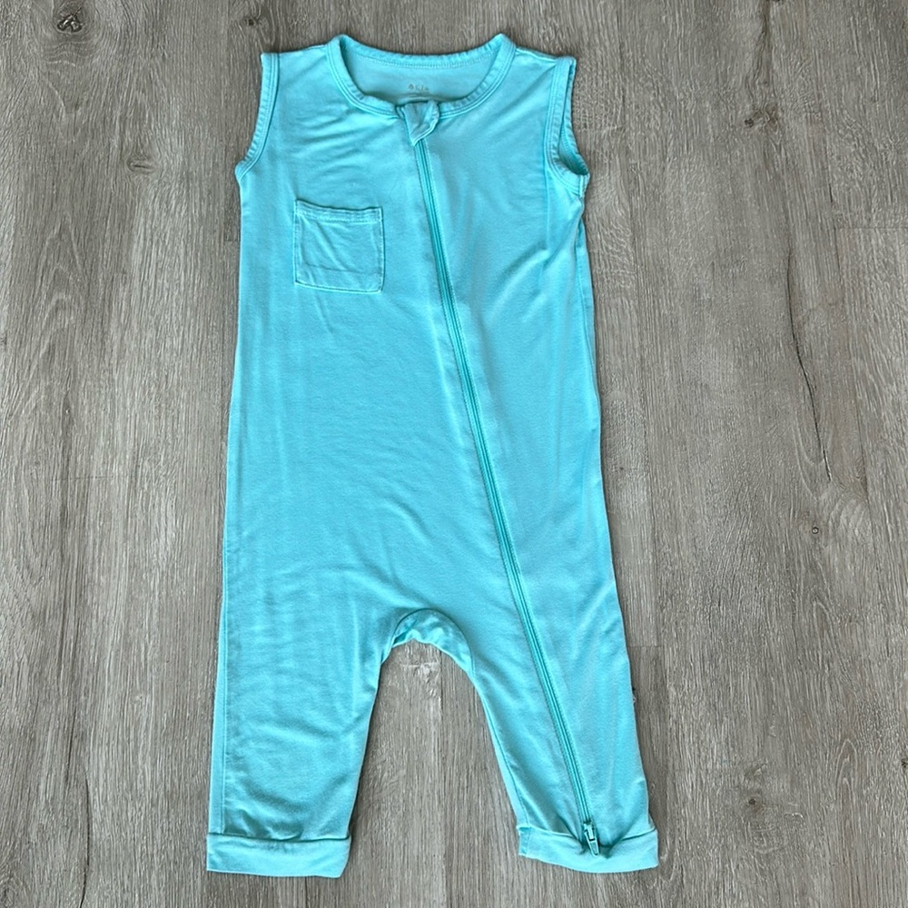Kyte Baby Bamboo Sleeveless Zippered Romper in Robin Blue Size 3T